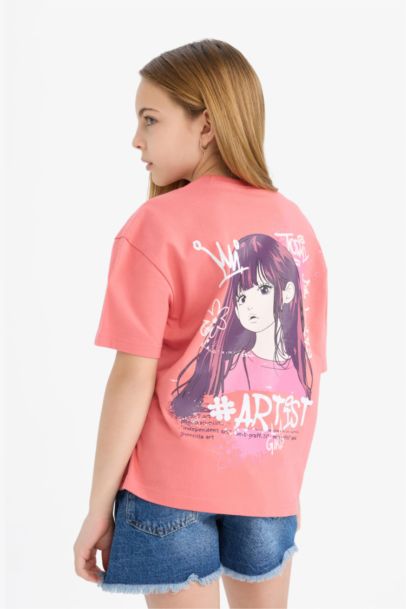 Girl Relax Fit Crew Neck Short Sleeve T-shirt