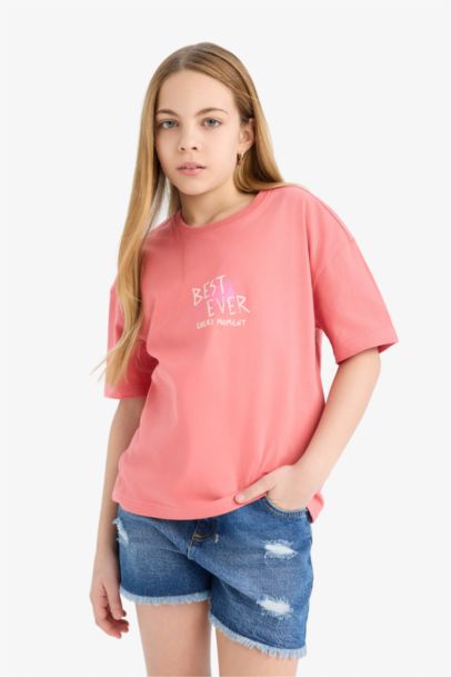 Girl Relax Fit Crew Neck Short Sleeve T-shirt