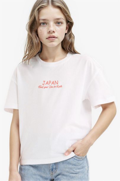 Girl Relax Fit Crew Neck Short Sleeve T-shirt