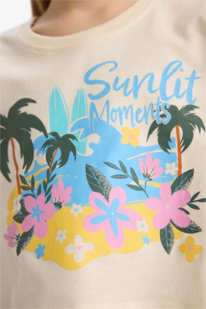 Girl Crew Neck Short Sleeve Crop T-Shirt