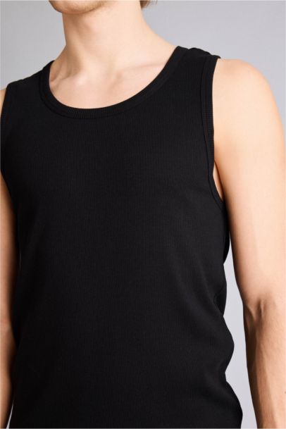 %100 Pamuk Slim Fit Dar Kesim Bisiklet Yaka Ribana Atlet