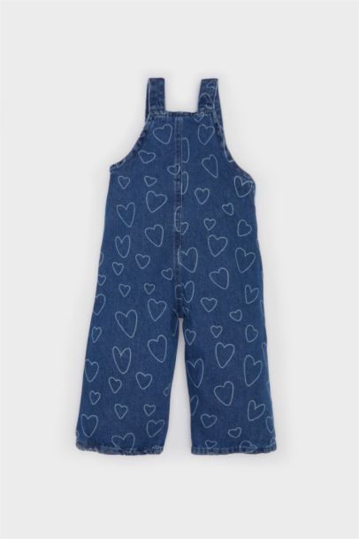 Salopette en jean à motifs de cœurs pour bébé fille