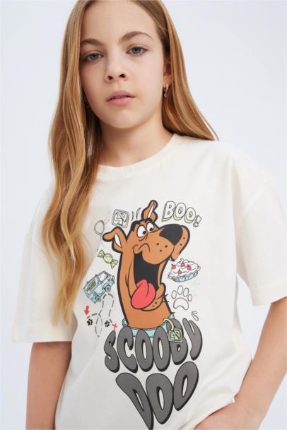 تيشيرت بناتي نص ردن اوفر سايز بياخة مستديرة من سكوبي دو