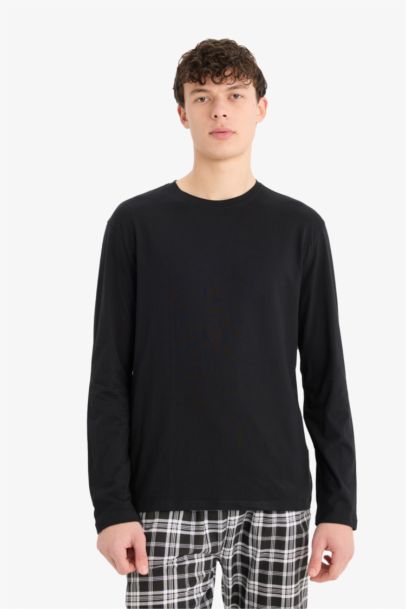 Regular Fit Pijama Takımı Uzun Kollu Üst Beli Lastikli Kareli Alt