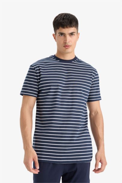 Pijama Takımı Regular Fit Çizgili Kısa Kollu Üst Uzun Alt