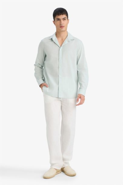 Regular Fit Polo Collar Long Sleeve Shirt