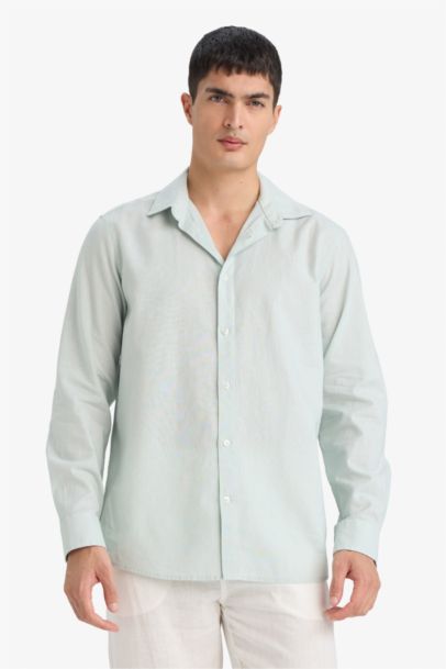 Regular Fit Polo Collar Long Sleeve Shirt