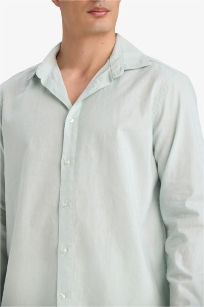 Regular Fit Polo Collar Long Sleeve Shirt