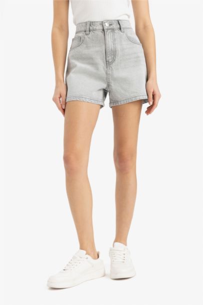 Mom Fit High Waist Denim Shorts