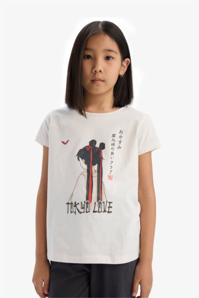 %100 Pamuklu Anime Baskılı Pijama Takımı Kız Çocuk