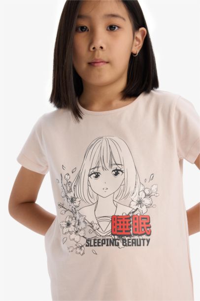 %100 Pamuklu Anime Baskılı Pijama Takımı Kız Çocuk