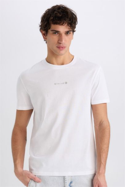 Regular Fit Crew Neck Printed Heavy Fabric T-Shirt