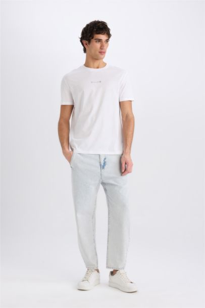 Regular Fit Crew Neck Printed Heavy Fabric T-Shirt