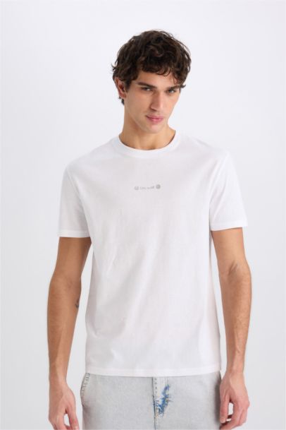 Regular Fit Crew Neck Printed Heavy Fabric T-Shirt