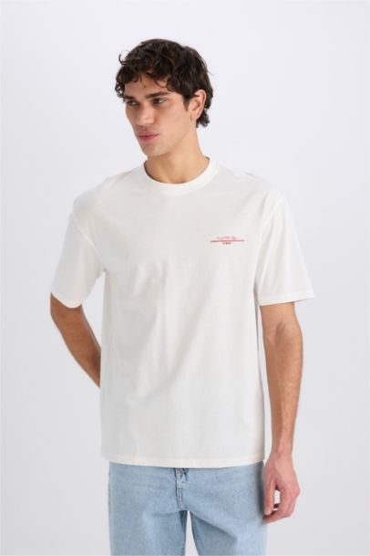 Boxy Fit Crew Neck Printed Short Sleeve T-Shirt