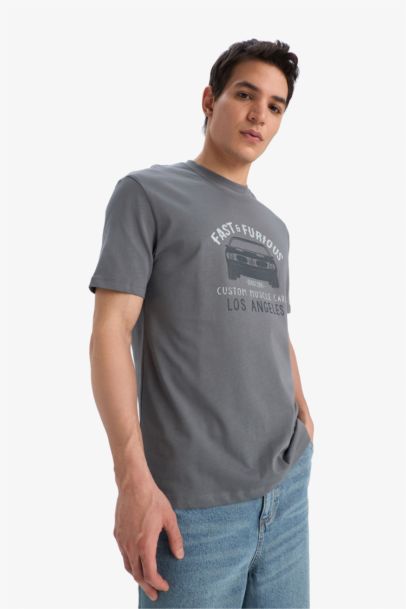 Fast & Furious Regular Fit Crew Neck Printed T-Shirt
