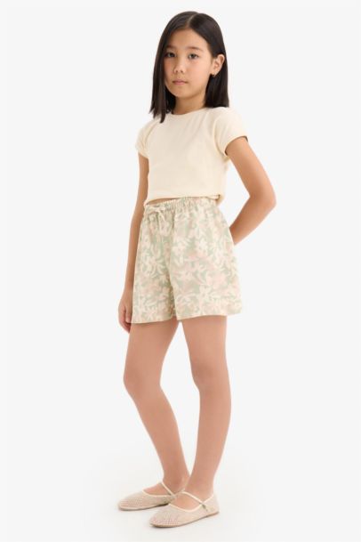 Short en viscose à motif fleuri pour fille