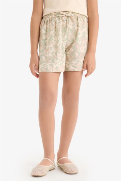 Short en viscose à motif fleuri pour fille
