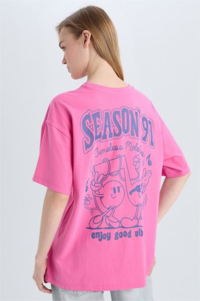 تيشيرت نص ردن اوفر سايز بياخة مستديرة