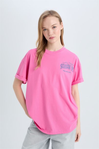 تيشيرت نص ردن اوفر سايز بياخة مستديرة