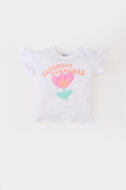 Baby Girl Regular Fit Crew Neck Floral Short T-Shirt