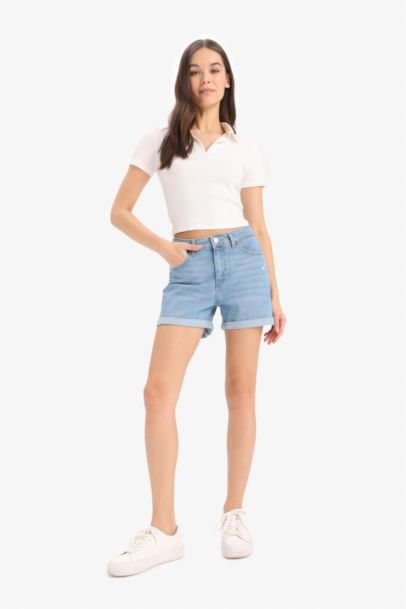 Denim Normal Waist Short Leg Shorts