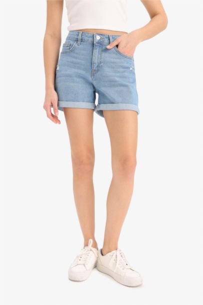 Denim Normal Waist Short Leg Shorts
