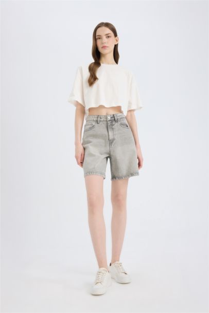 Джинсовые шорты-бермуды с обычной посадкой на талии