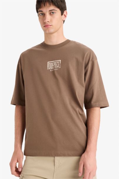 Loose Fit One Piece  Crew Neck Printed Short Sleeve T-Shirt