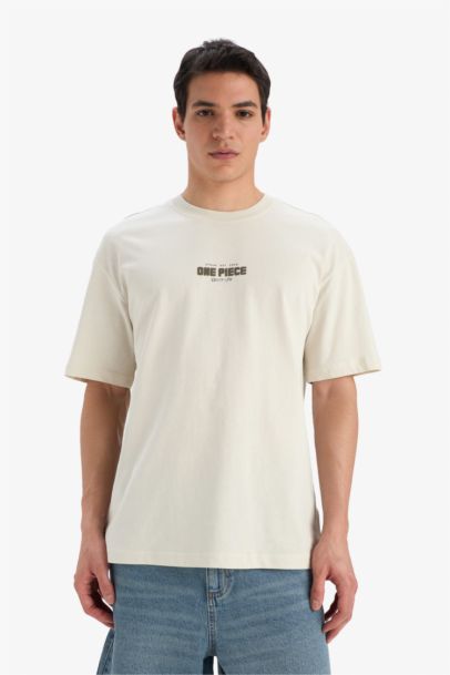 One Piece Boxy Fit Crew Neck Printed T-Shirt