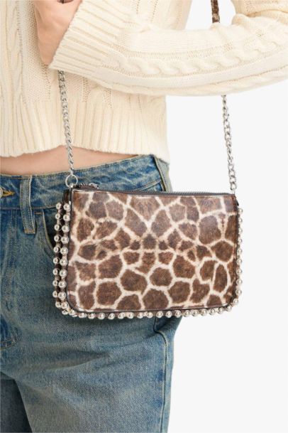 Woman Leopard Pattern Faux Leather Cross Bag