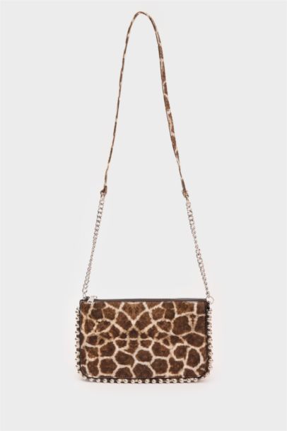 Woman Leopard Pattern Faux Leather Cross Bag