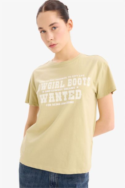 T-Shirt À Manches Courtes Coupe Régulière Col Ras Du Cou