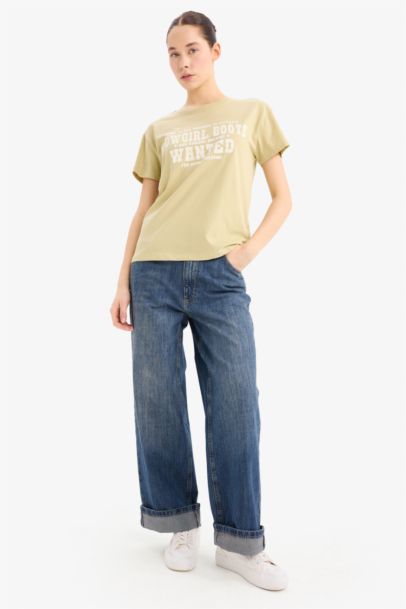 T-Shirt À Manches Courtes Coupe Régulière Col Ras Du Cou