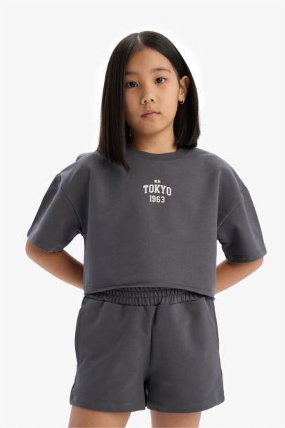 Ensemble de t-shirt avec imprimé et short pour fille