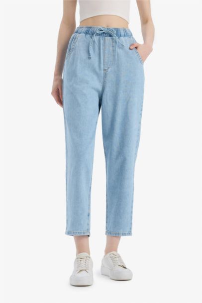 Paperbag High Waist Straight Leg Long Soft Jeans