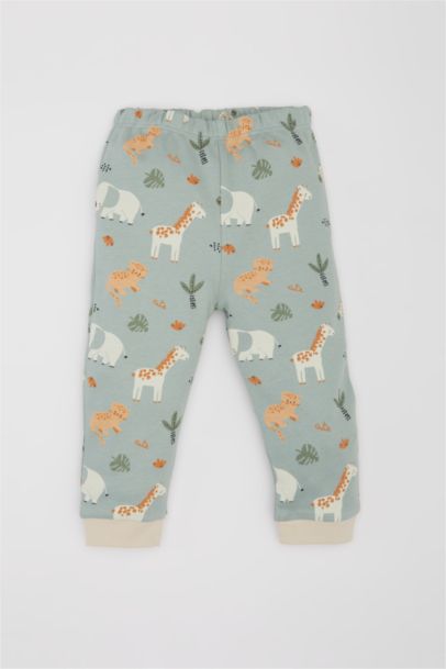 %100 Pamuklu Safari Baskılı Pijama Takımı Erkek Bebek