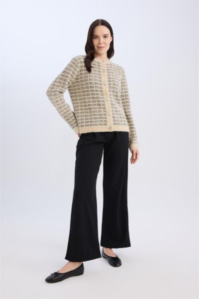Straight Wide Leg Basic Trousers