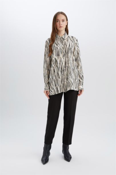 Regular Fit Shirt Collar Long Sleeve Tunic