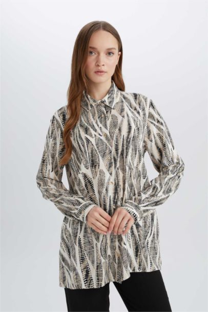 Regular Fit Shirt Collar Long Sleeve Tunic