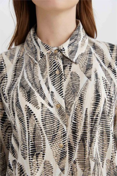 Regular Fit Shirt Collar Long Sleeve Tunic