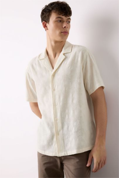 Regular Fit Apache Neck Short Sleeve Shirt