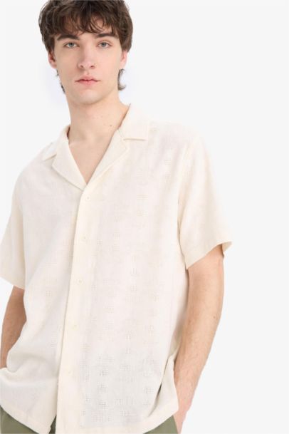 Regular Fit Apache Neck Short Sleeve Shirt