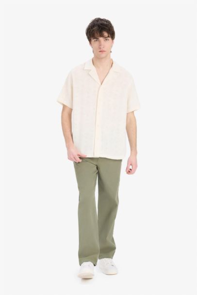 Regular Fit Apache Neck Short Sleeve Shirt