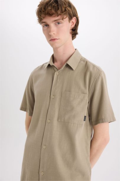 قميص سادة نص ردن قطن سليم فيت