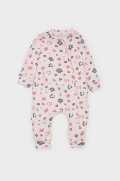 Combinaison zippée imprimée à manches longues pour bébé fille