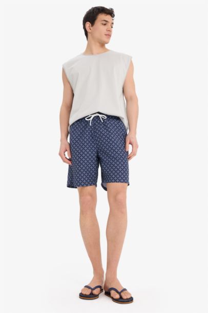 Short de bain court à motifs Coupe droite