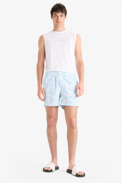 Short de bain court imprimé avec doublure filet