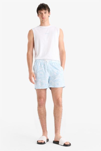 Short de bain court imprimé avec doublure filet