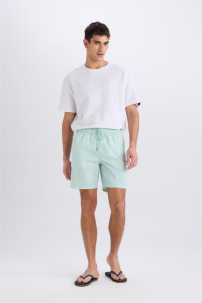 Regular Fıt File Astarlı Diz Üstü Deniz Şortu